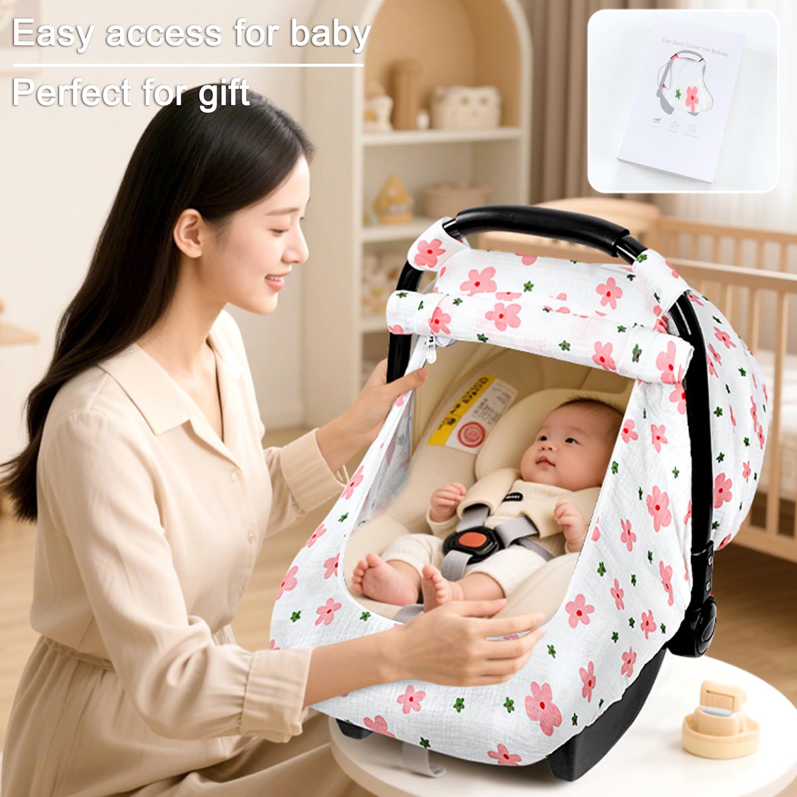 Hooyax Autositzbezug Baby Pink Flower