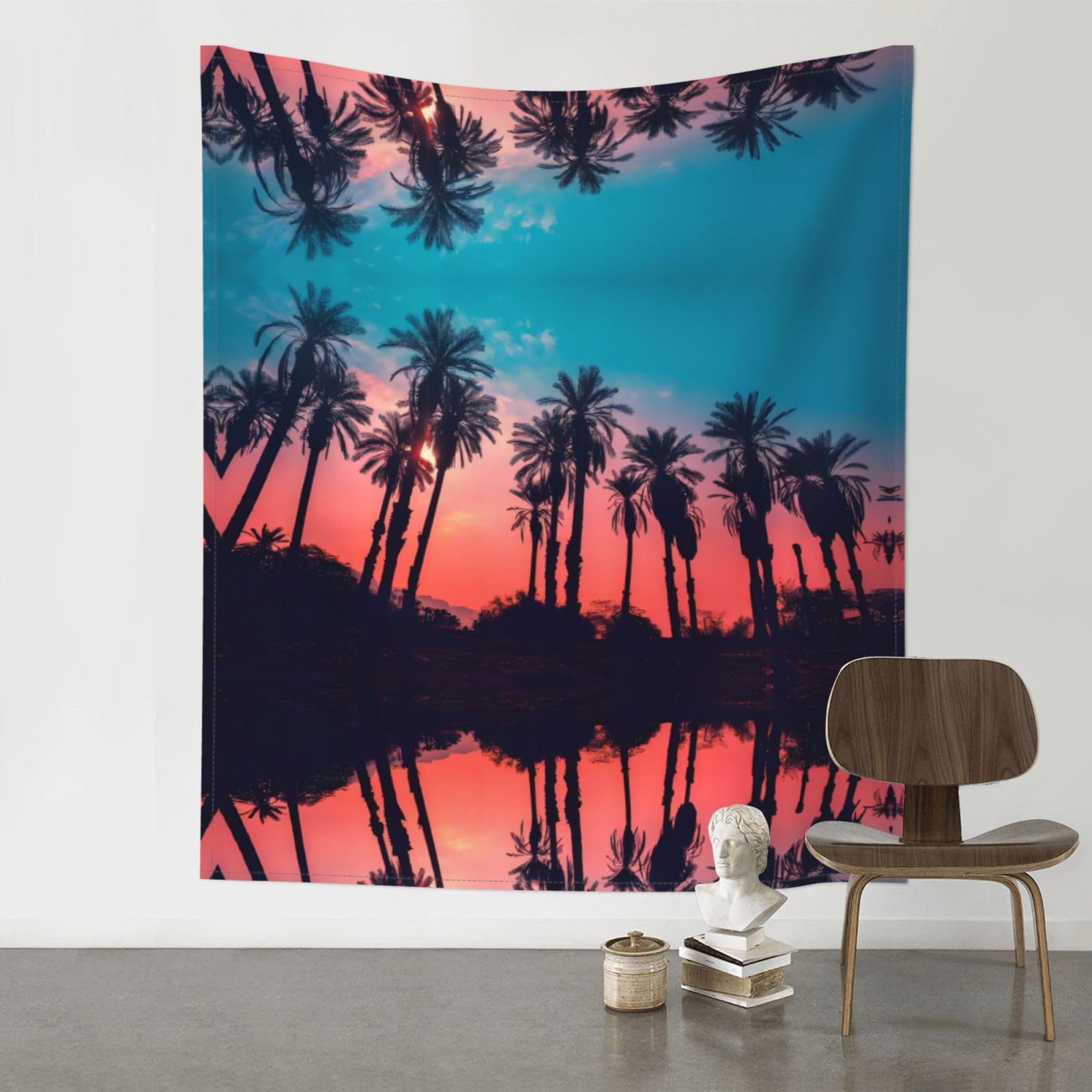 YYHWHJDE Palm Tree Sunset Prints 60x51in Wall Tapestry – Dreamy Bohemian Throw Blanket for Bedroom, Dorm Room & Aesthetic Living Space Decor