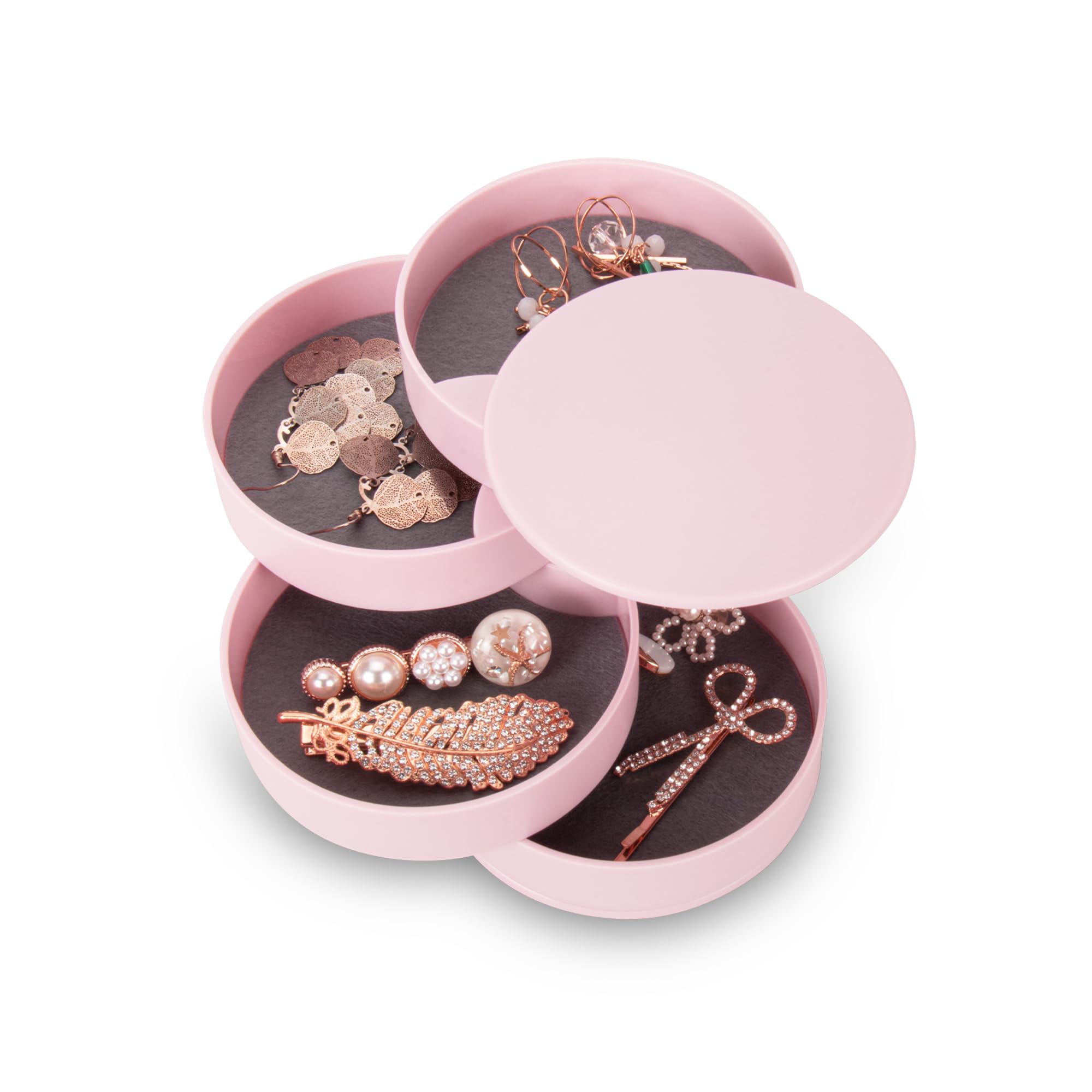 INMORVEN Schmuckkästchen Damen Schmuckaufbewahrung Schmuckschatulle Damen Schmucktabletts 4 Ebenen Drehbar Schmuckdose für Ringe Ohrringe Halskette Geburtstag Geschenk Mädchen Frauen