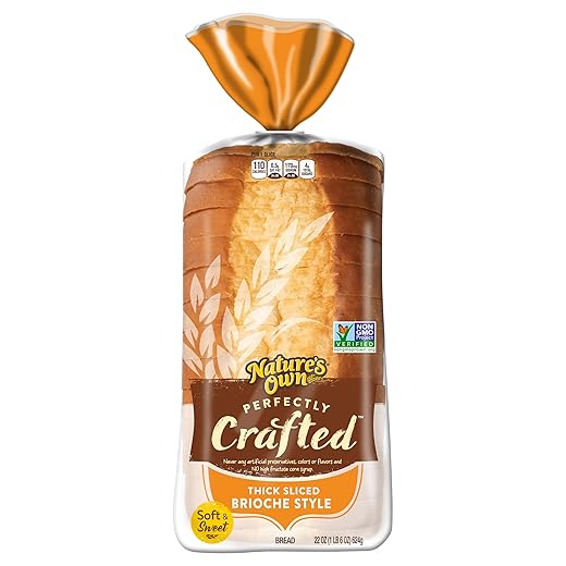 Nature's Own Perfectly Crafted Brioche Style Bread, Thick Sliced Non-GMO Brioche Bread, 22 oz Loaf