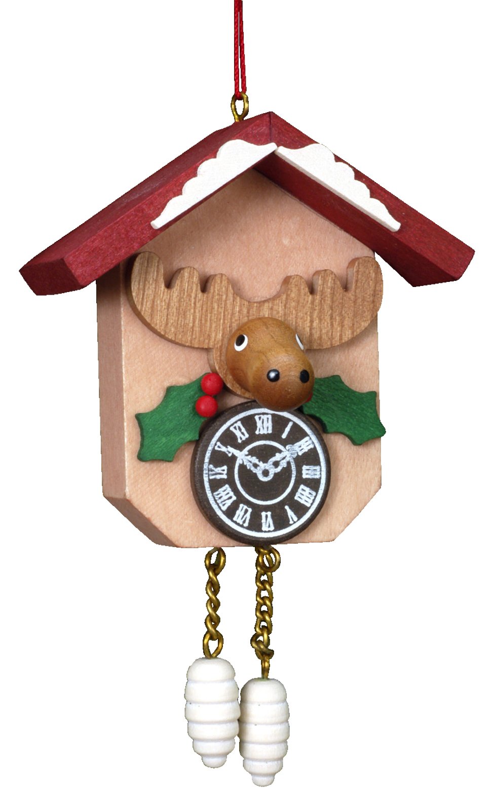 Alexander Taron Importer 10-0406 Christian Ulbricht Ornament - Elk on Cuckoo Clock - 4.25" H x 2.5" W x 1.25" D, Brown