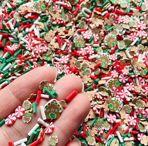 Miniatura 3 de EHOPE Gránulos falsos de Navidad, chispas de caramelo falso, gránulos de arcilla, chispas de polímero en rodajas de arcilla para arte de uñas,