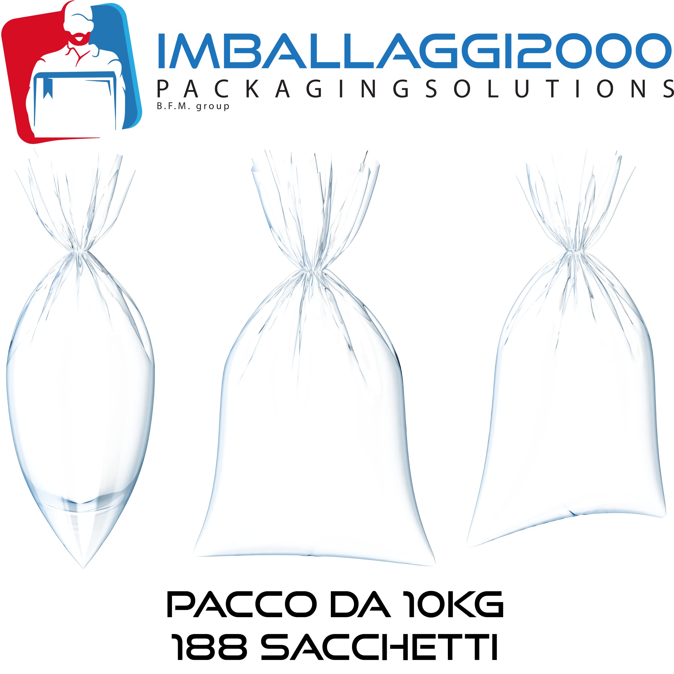 IMBALLAGGI 2000 - Sacchetti Trasparenti Adatti per Alimenti 60x80 Confezione Da 10 Kg, Sacco in Polietilene PLT