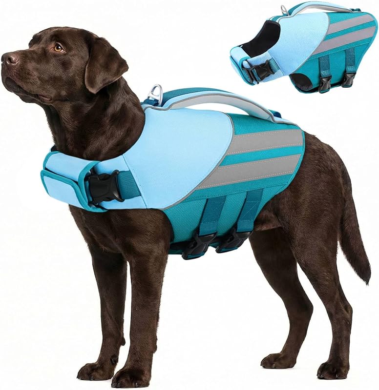 Colete Salva-Vidas para Cães Queenmore com Flutuação e Faixas Refletivas, Tamanho Grande (XL)