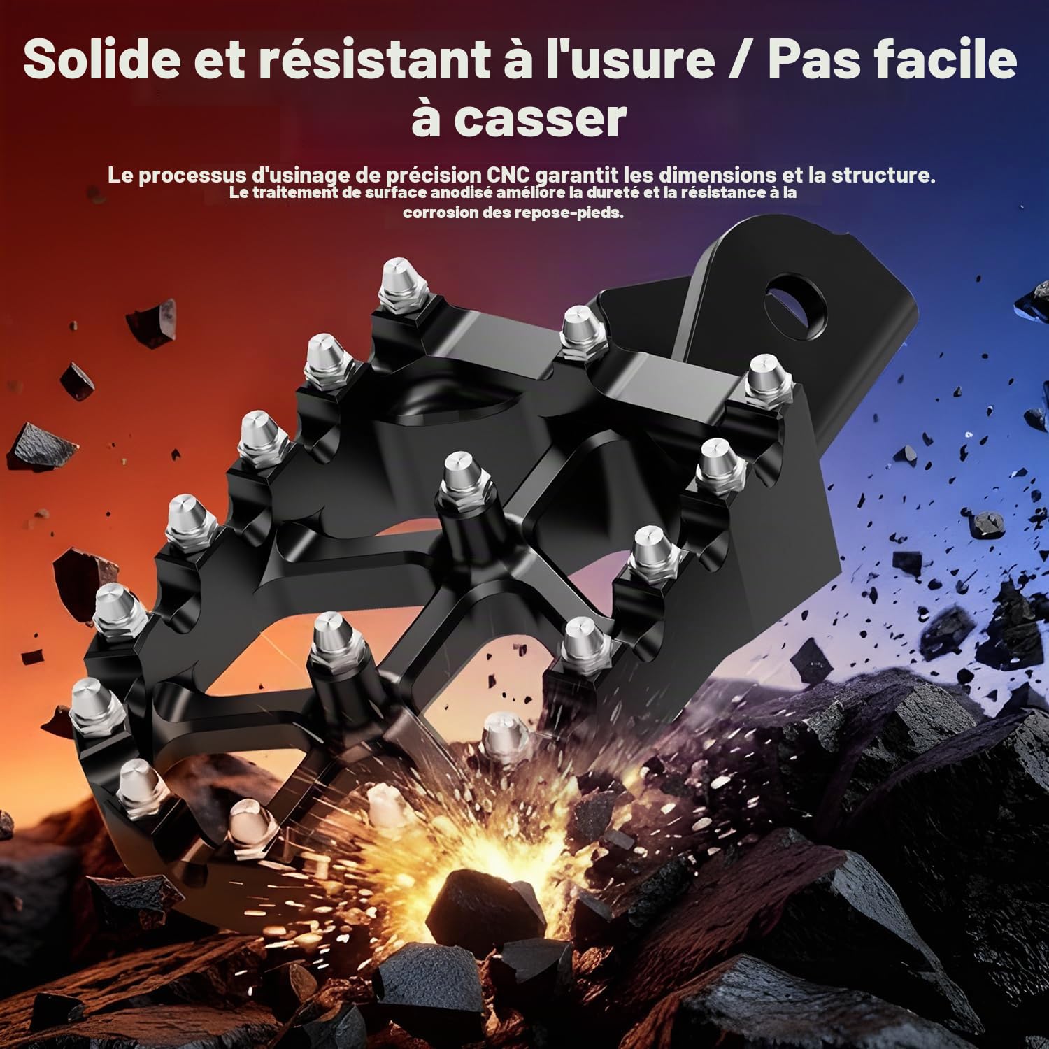 Repose Pied Moto, Cale Pied Surron, Cale Pied Moto Cross Larges Noir | pour Sur Ron Light Bee X/S X160 X260 Talaria Sting MX3/R MX4 X3/CRF150F 230F 03-19/E Ride Pro S SS 2.0 3.0