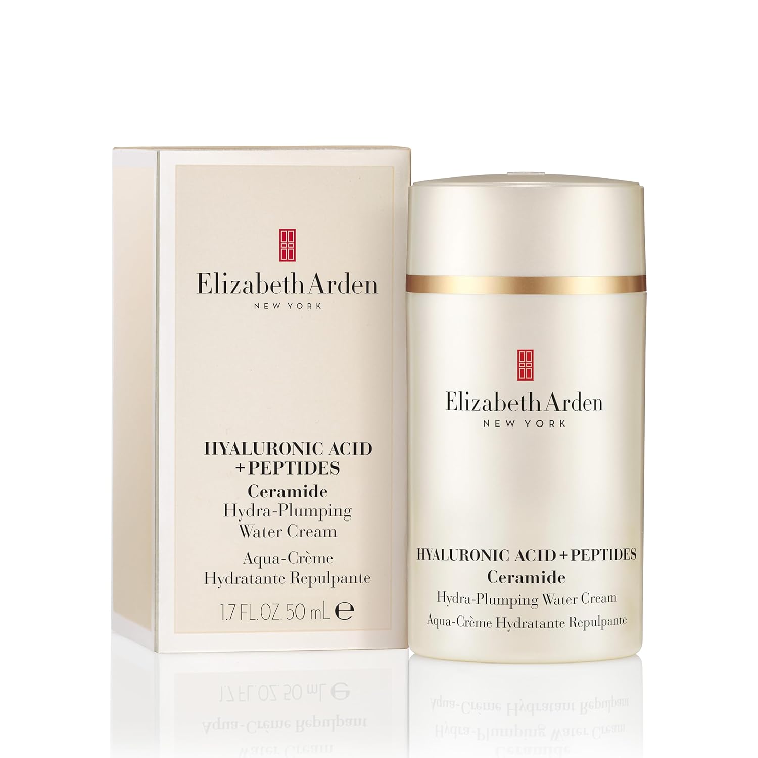 Elizabeth Arden Hyaluronic Acid + Peptides Ceramide Hydra-Plumping Water Cream, Lightweight Gel Texture, Deeply Hydrating + Firming Moisturizer, 1.7 oz