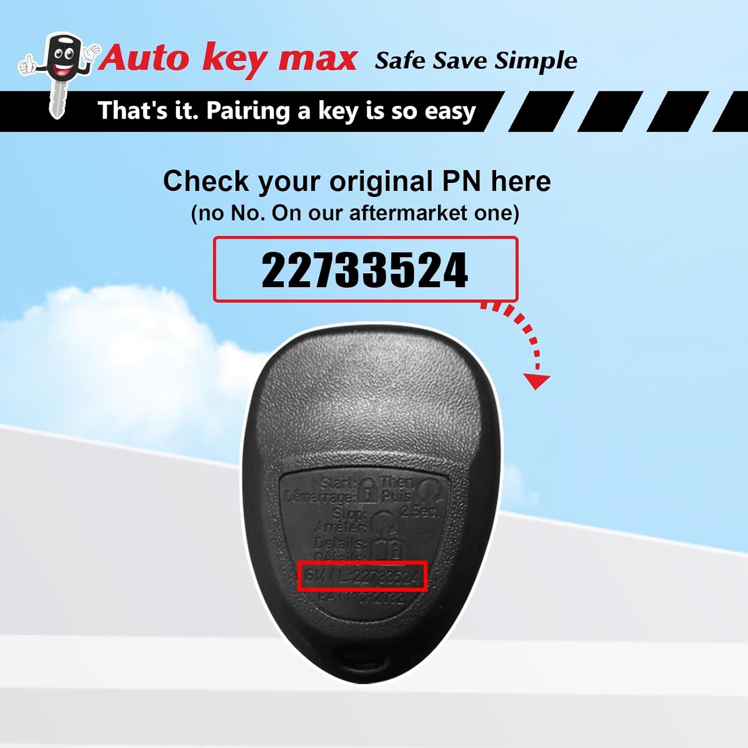 Simple Key Fob, Keyless Entry Remote Programmer Kit, Replacement for Chevy Malibu 2004 2-2012 Cobalt Pontiac G5 G6 Grand Prix Buick Lacrosse Saturn Aura Sky KOBGT04A (Pair Remote Pairing Kit)