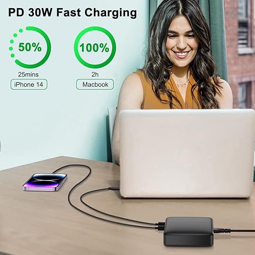 Miniatura 4 de Cargador USB C, estación de carga rápida USB C de 200 W y 7 puertos, cargador de laptop de 65 W compatible con MacBook Pro/Air, iPad, iPhone
