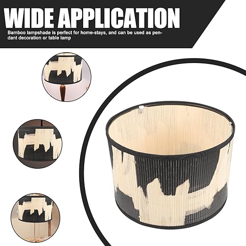 Miniatura 5 de DOITOOL Pantalla de bambú para lámpara colgante, pantalla de luz de noche, pantalla de mesa, cubierta de lámpara de mesa, pantalla de araña para