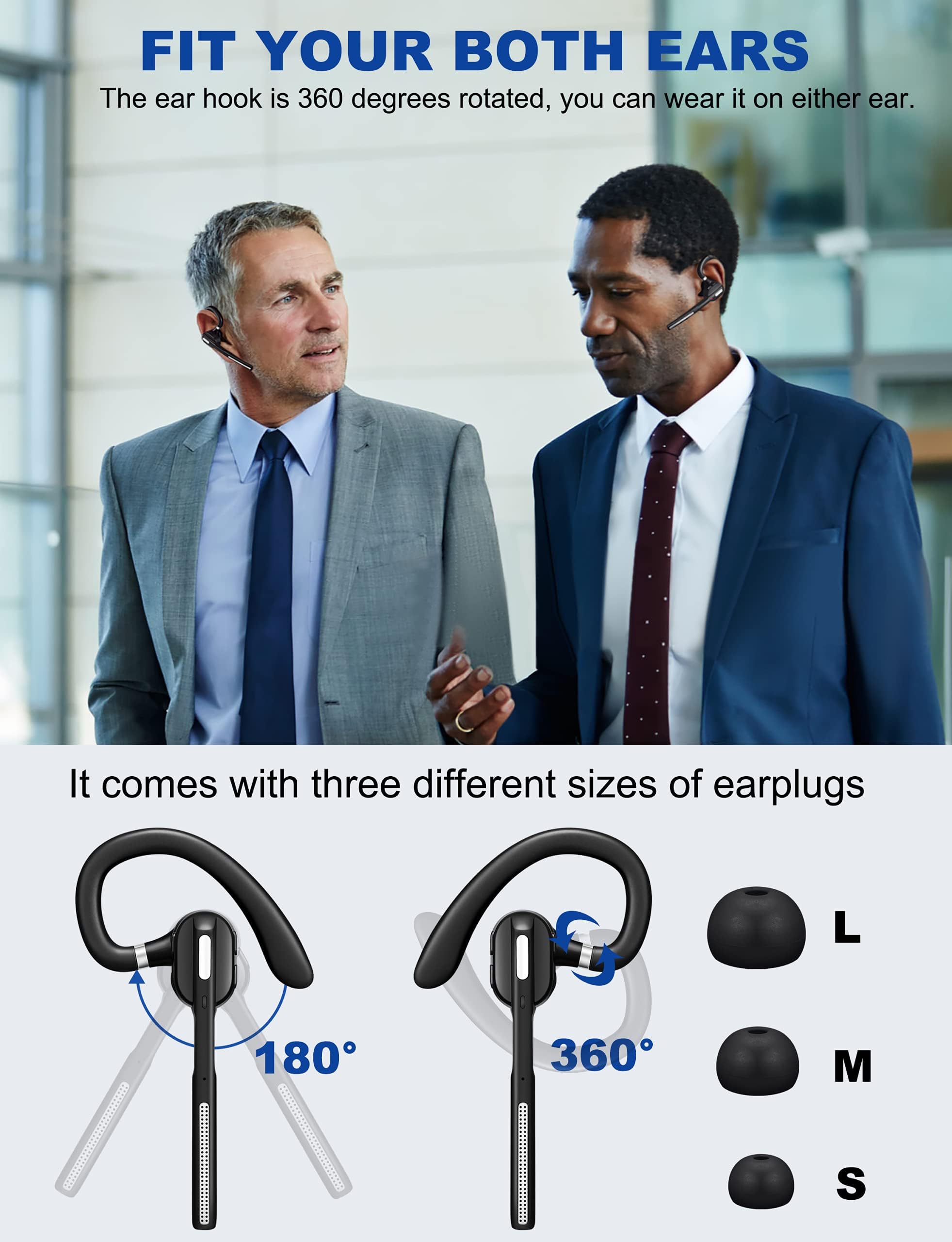 Auriculares Bluetooth V5.1, Auriculares inalámbricos con Estuche de Carga de la batería, Auricular Bluetooth con micrófono de cancelación de Ruido