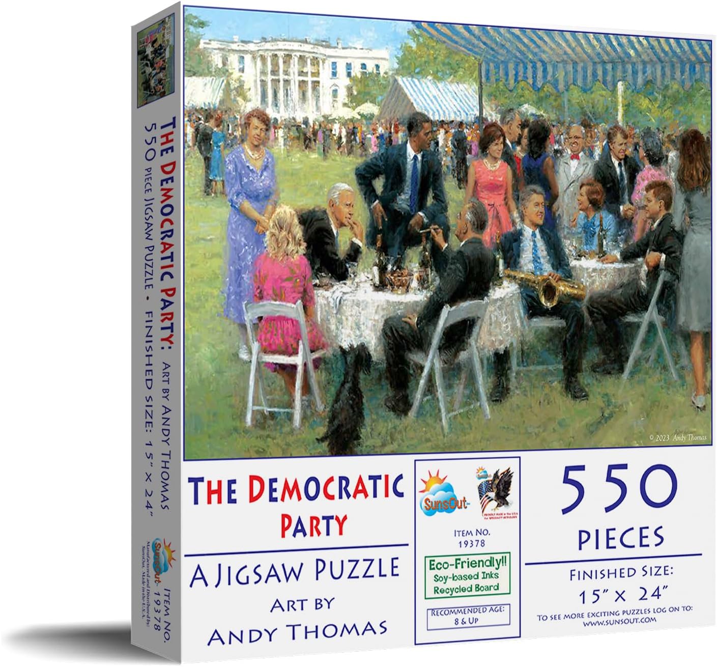 SUNSOUT INC - The Democratic Party - 550 pc Jigsaw Puzzle by Artist: Andy Thomas - Finished Size 15" x 24" - MPN# 19378