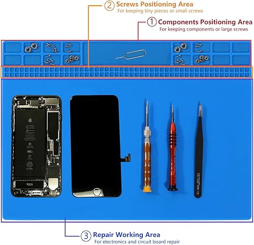 Miniatura 4 de Alfombrilla de silicona resistente al calor de alta calidad de 932 F, tapete de reparación magnética azul para teléfono celular, reparación de