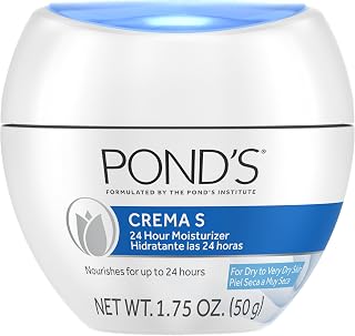 POND'S Crema S Nourishing Moisturizing Cream for Normal to Dry Skin - 24HR Hydration, Smooth Glow, 1.75 oz