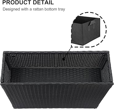 SUNNYPARK Large Rectangular Planter for Outdoor Rattan Block Box 32x11x24'' | All-Weather, Handmade PE Rattan, Removable Liner, Indoor Outdoor, Patio Porch Garden, Modern Design for Plants Flowers