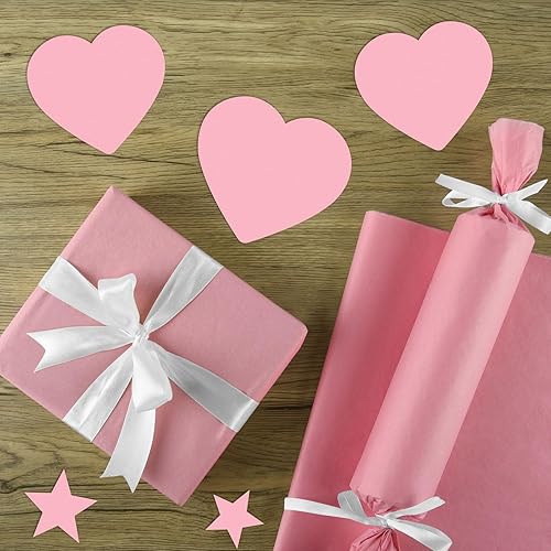 Miniatura 5 de CHRORINE 60 hojas de papel de seda rosa para envolver regalos, papel de seda a granel para manualidades, decoración de cumpleaños, vacaciones,