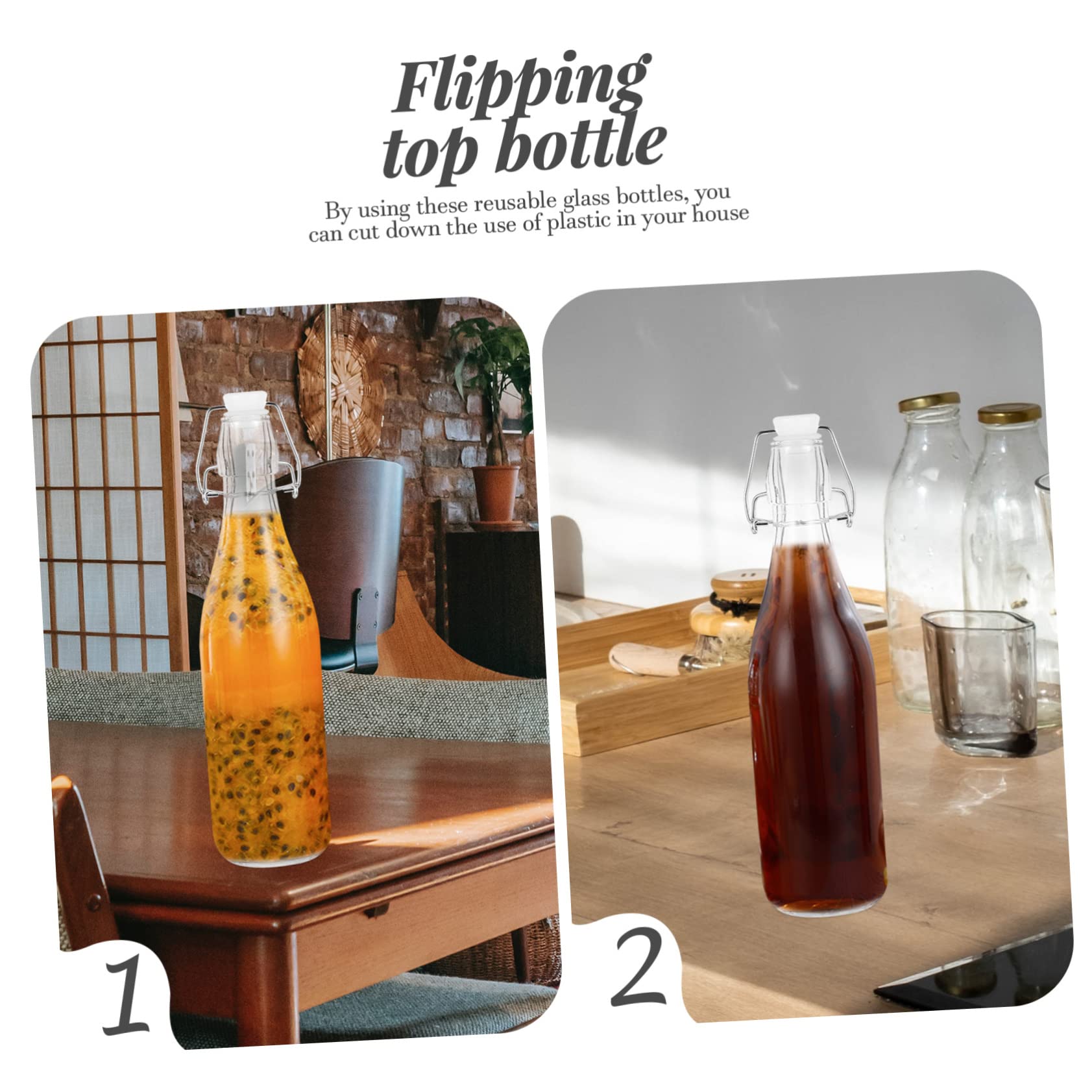 Mikinona 2piezas Botellas De Vidrio Para y Salsa De Soja De Botellas De Bebidas Claras y Reutilizables Para Cocina y Hogar