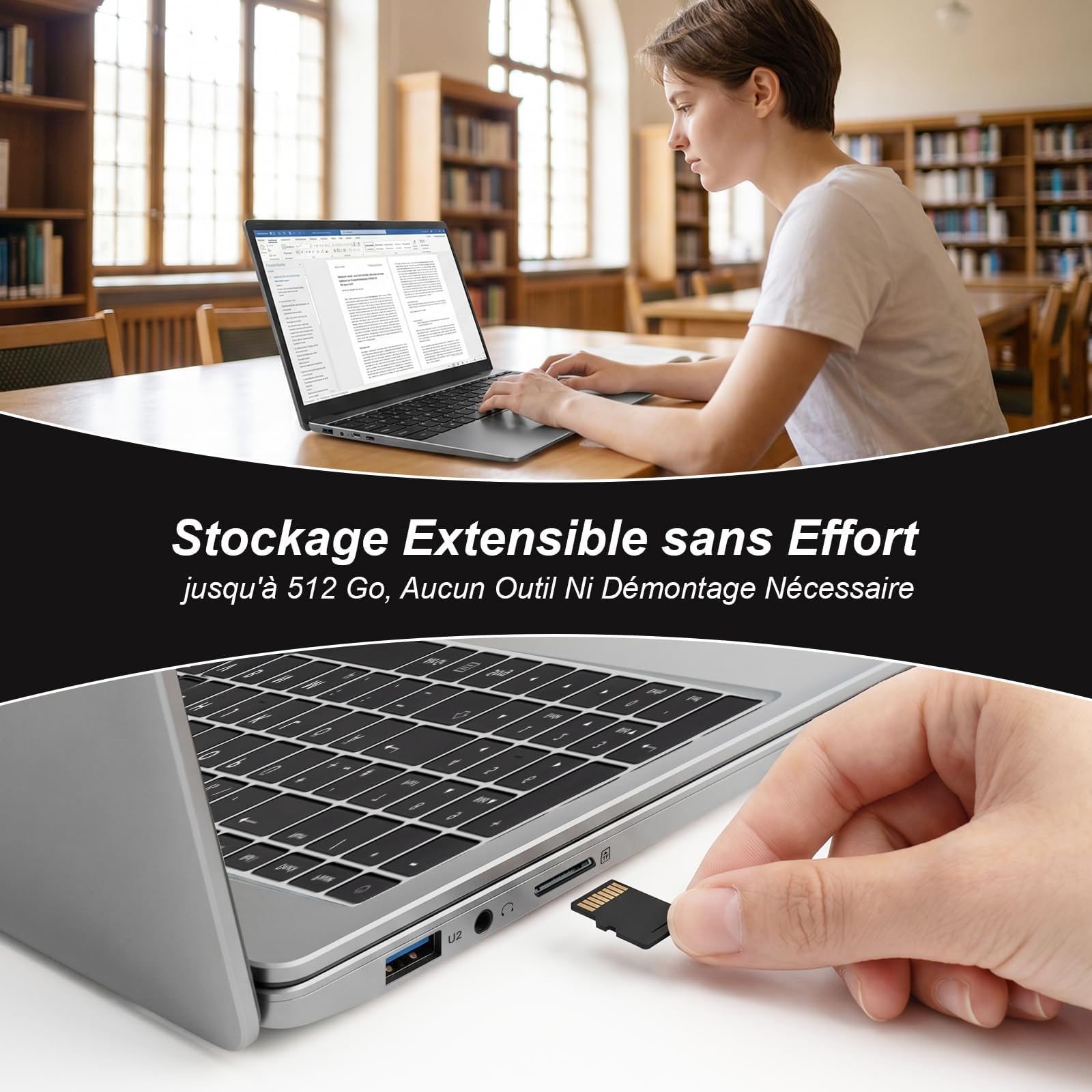 Portatil Laptop Windows 11, Funda Silicona Teclado QWERTY, Ordenador Portatil 15,6", Office 365 1 Año Preinstalados, 5205U (hasta 2,3GHz), 4GB RAM 128GB Ampliable TF 512GB, Portatiles Baratos y Buenos