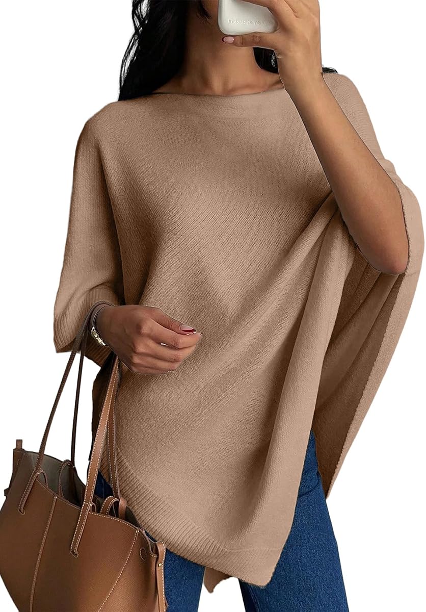 Suéteres para mujer elegante poncho de punto ligero asimetría chal envuelve trajes de otoño para mujer 2026