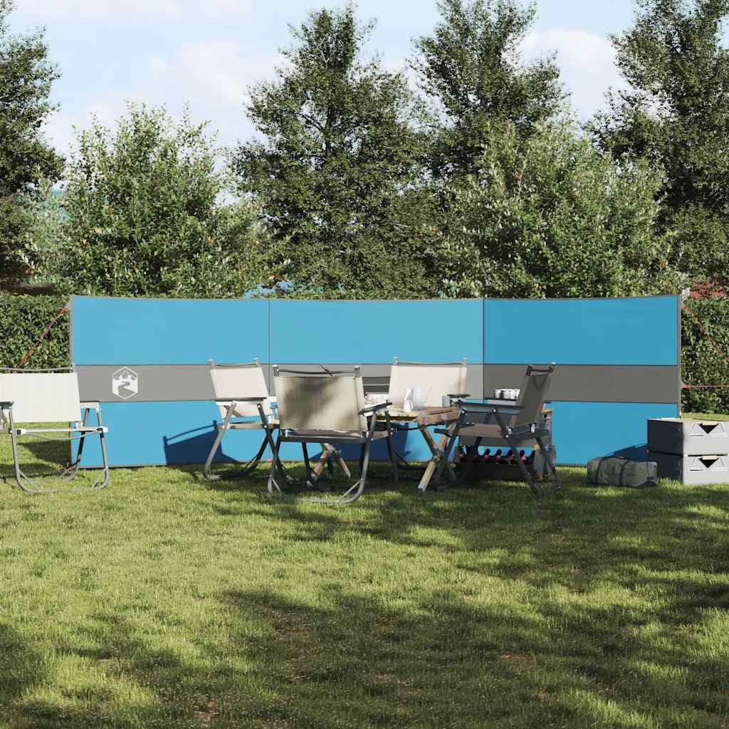 Kempingowa ochrona przed wiatrem, niebieska, 490 x 123 cm, wodoszczelna, z poliestru 185T z powłoką PU, składana, przenośna, na plażę, kemping, do ogrodu, na balkon, niezawodna ochrona przed