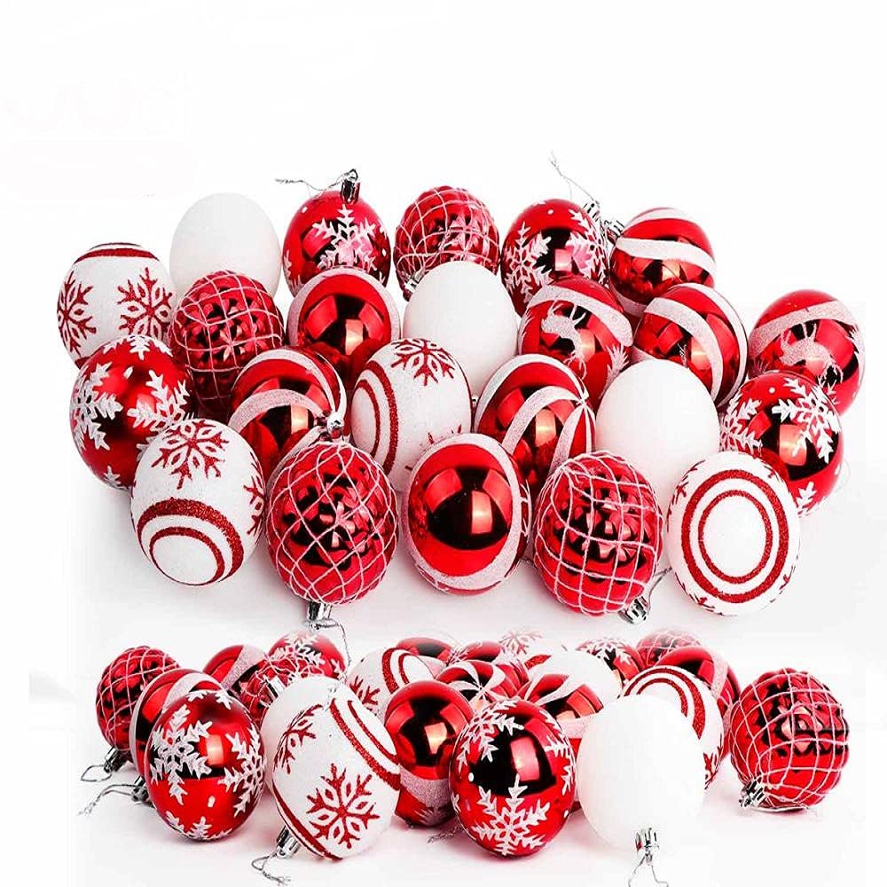 Bombki, Bombki, Bombki 36szt Bombki Ozdoby Choinka Party Dekoracja 7cm Czerwono-Białe Ozdoby Kulki (Color : Wit)