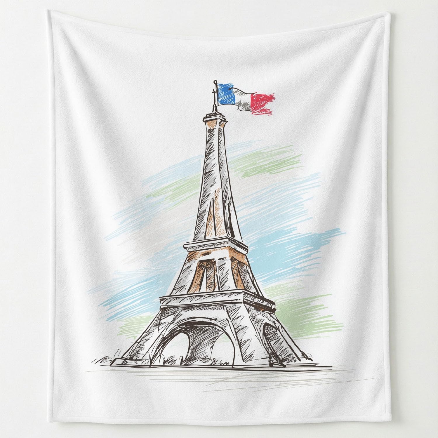 Genérico Zimowy koc flanelowy na sofę i fotel 220 x 270 cm - Koce prezentowe dla kobiet i mężczyzn - minimalistyczny wieża Eiffla Paryż romantyczny wystrój domu - miętowy miękki koc duży