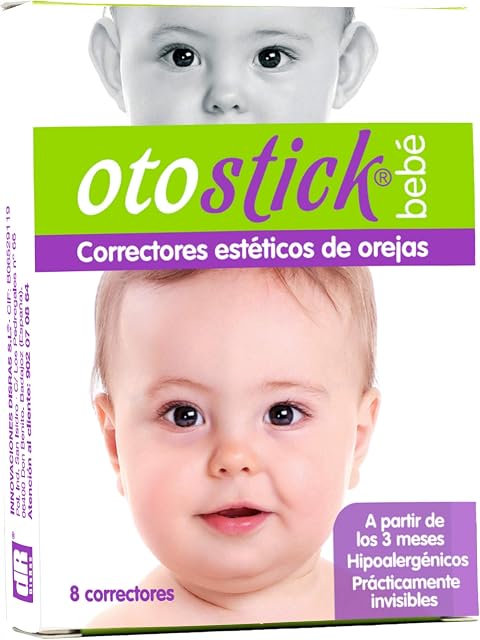 Otostick bebê, Estética Correctores de orelhas proeminentes, contém 8 Correctores e 1 tampão, 3+ Meses