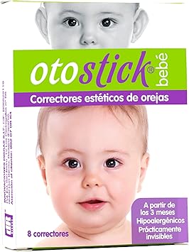 Otostick Bebe Corrector de Orejas Protuberantes para Bebes - 8 Unidades con Gorra de Proteccion - Soporte Ortopedico para la Correccion Permanente