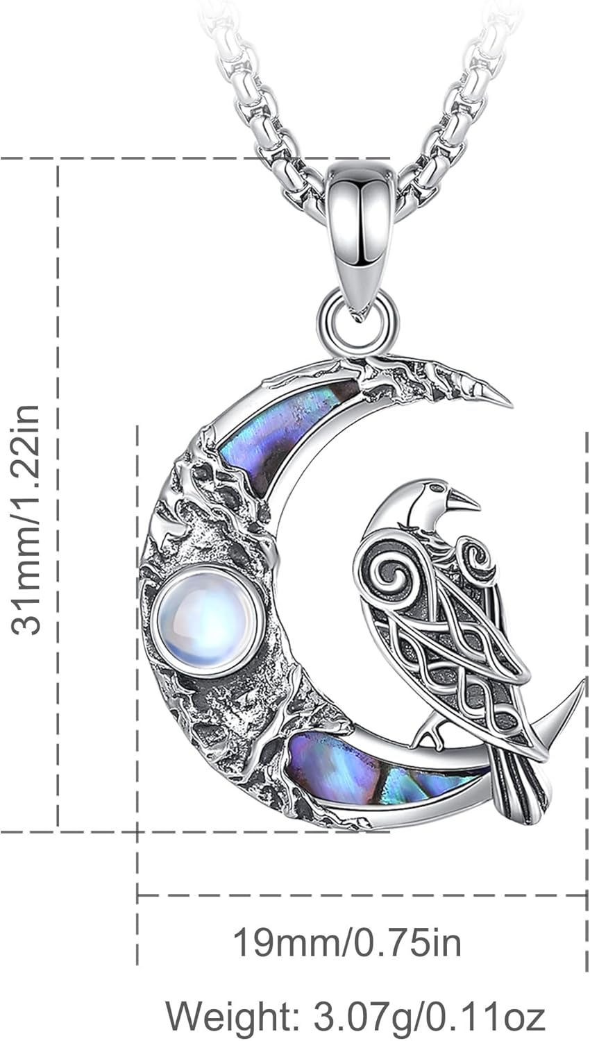 CELESTIA Mushroom/Raven Witch Necklace Witchy Jewelry for Women 925 Sterling Silver Raven Pendant Crow Jewelry Pagan Gifts