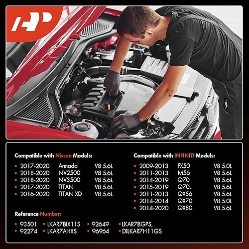 Miniatura 2 de A-Premium Bujías iridio Platinum (paquete de 8) compatibles con Nissan Titan 2017-2020, Titan XD 2016-2020, Armada 2017-2020, NV2500 2018-2020,