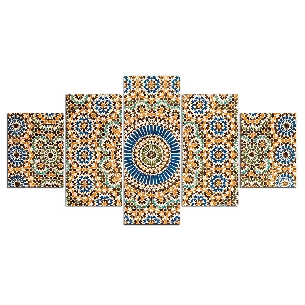 MPPSU Culture Marocaine-Islam-Affiche Tableaux, Posters et Arts Décoratifs Tableau Cuisine Decoration Murale Salon Moderne Impressions Sur Toile Intissee​ 5 Pièces Avec Cadre 150x80cm