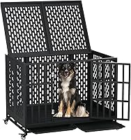 Vista 1 de Jaula indestructible para perros de 44 pulgadas, resistente y resistente, a prueba de escapes, para perros grandes y medianos, de acero a prueba