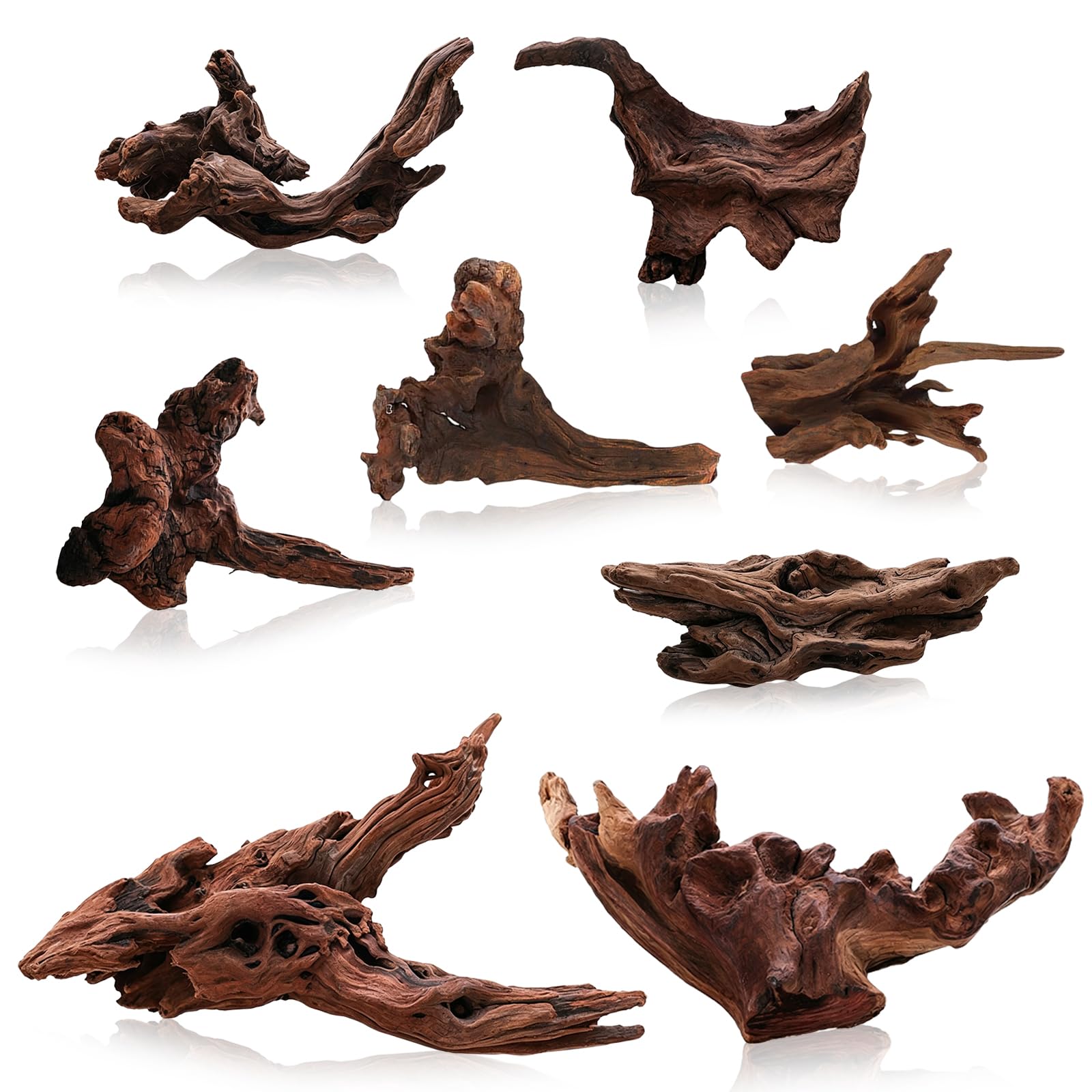 XONWW 8 Pcs Driftwood for Aquarium, Natural Fish Tank Wood Driftwood Pieces for Aquarium Assorted Branches for Aquascaping Micro-aquariums Hardscape Reptiles Decor