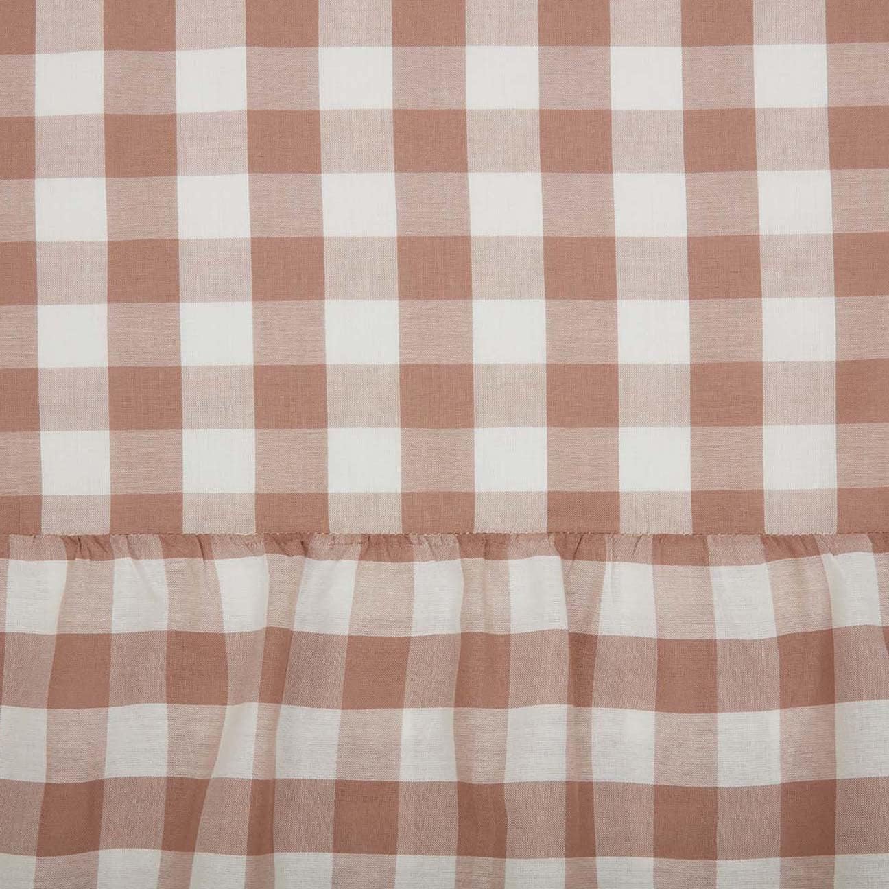 VHC Brands Annie Portabella Buffalo Check Ruffled Farmhouse Shower Curtain 72x72