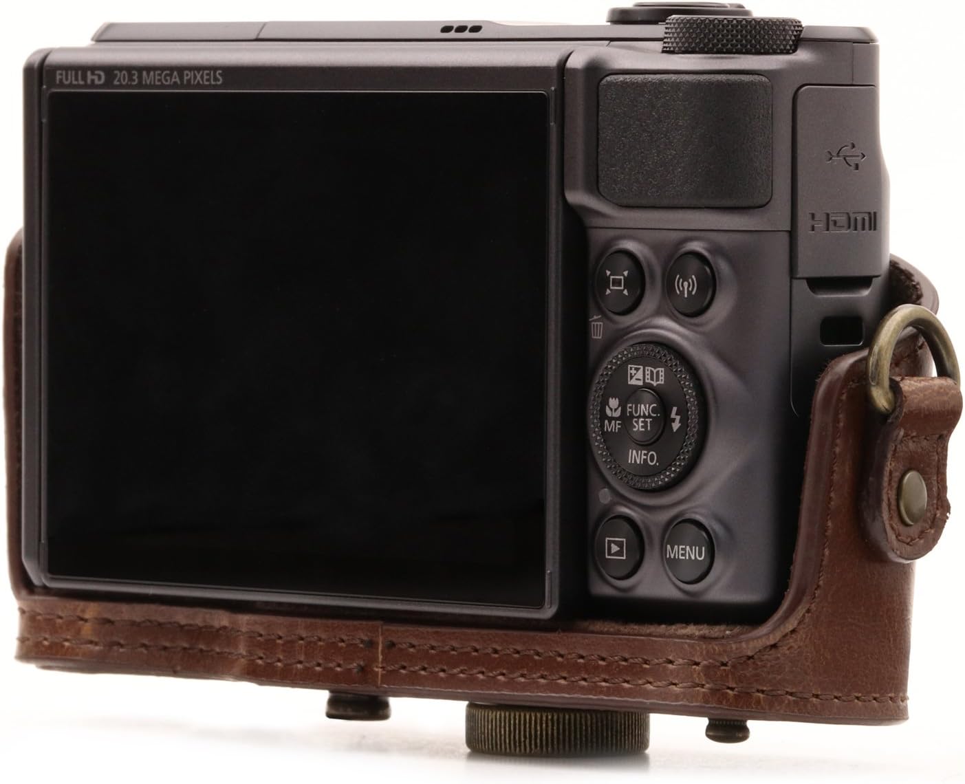 MegaGear MG1174 Canon PowerShot SX740 HS, SX730 HS Ever Ready Leather Camera Case with Strap - Dark Brown