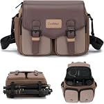Cwatcun Camera Shoulder Bag Compact Camera Case, Small Waterproof Camera Messenger Bag with Tripod Holder, Travel Photography Bag for Canon, Nikon(L)