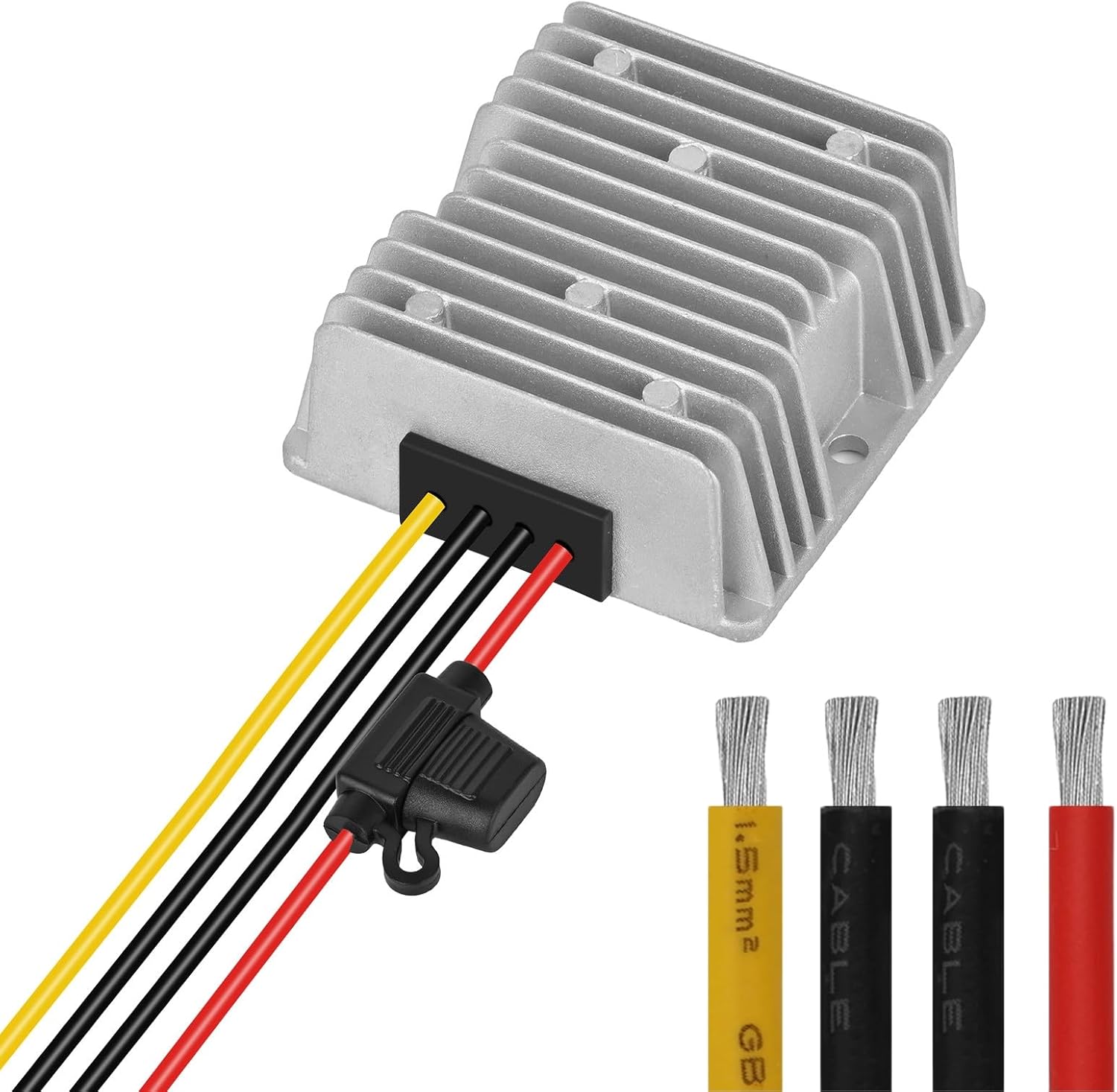 KInuoxj 24V to 12V 30A 360W Waterproof Buck Converter Regulator IP68 - Overload/Overheat Protected for Trucks, LEDs, Motors