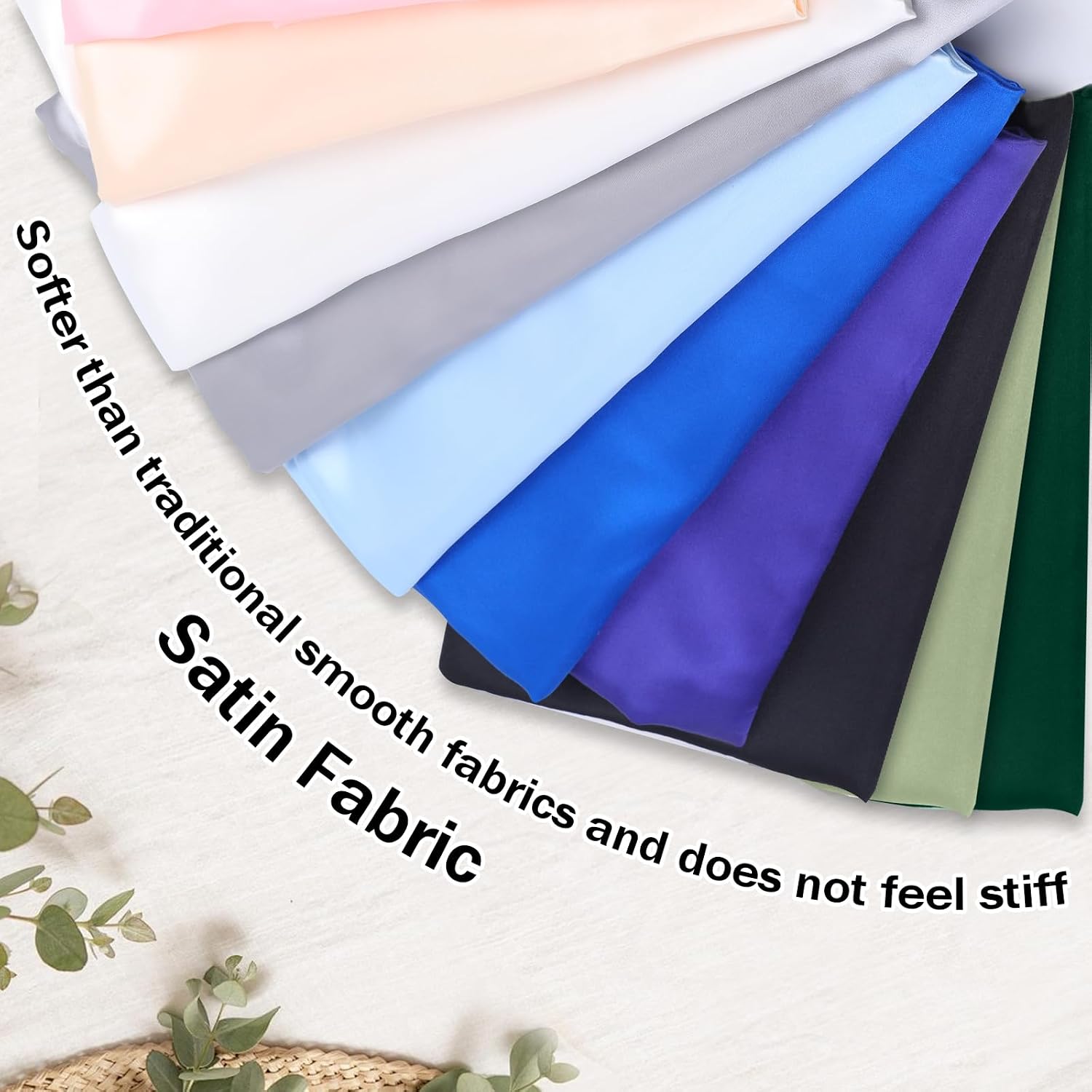 Satin Fabric by The Yard 60 Inch Wide Soft Silky Charmeuse Satin Fabric Soft Cloth Fabric Bridal Dress, Wedding Decorations, Crafts, Sewing, Draping, DIY Apparel Crafts (White, 1 Yard)