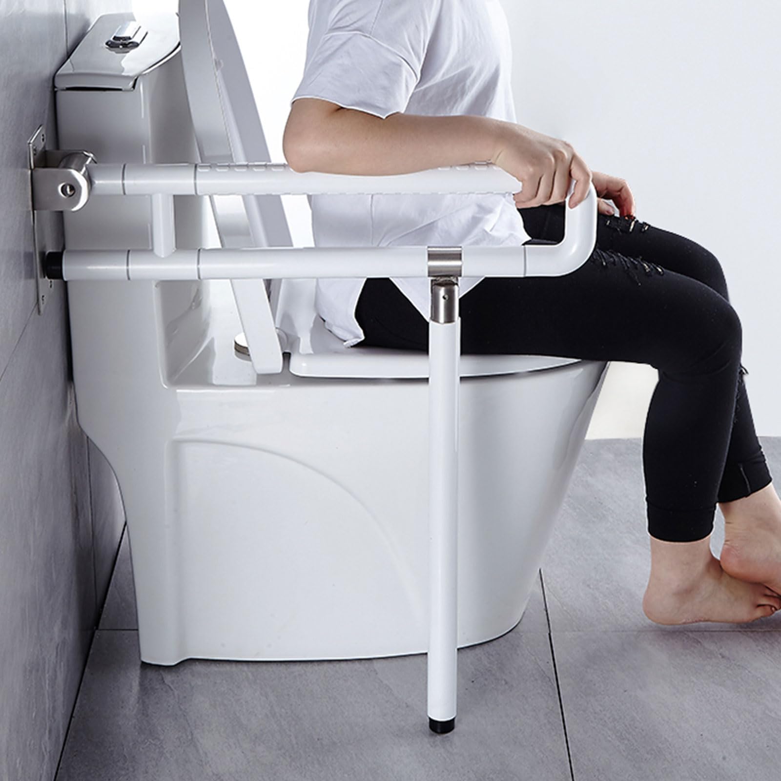 Maniglione per Wc Bianco, Maniglione Bagno Disabili Acciaio Inossidabile Maniglia di Sicurezza per Doccia 80cm Maniglie Antiscivolo Corrimano Barra Ribaltabile 80cm/31.4in