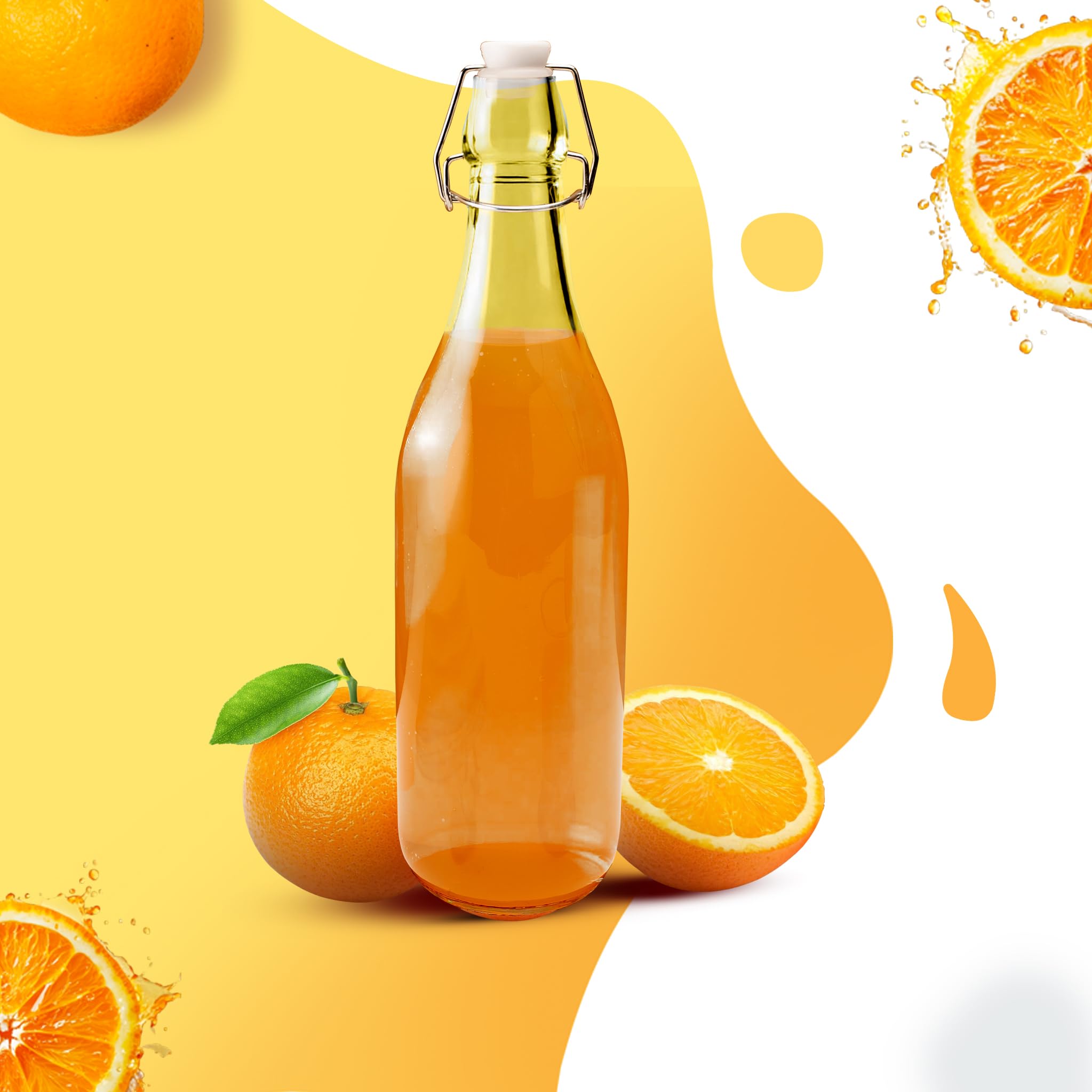AGARO Elegant Flip Top Glass Bottle 1L Transparent, 1000ml, Freezer Safe & Leakproof Flip Cap, Clear & Stylish-image-24