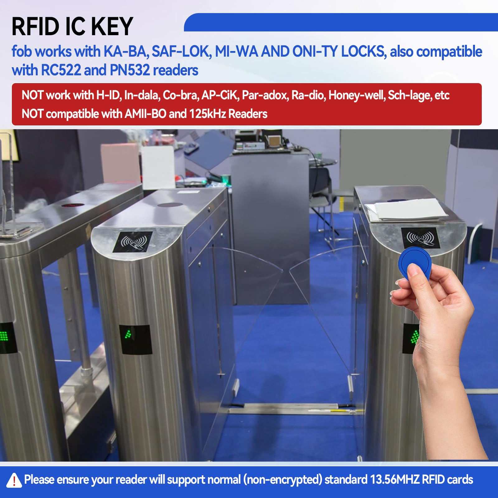 MIFARE Llaveros clásicos 1K RFID IC ISO14443A 13.56 MHz tarjeta control acceso azul 50 unidades