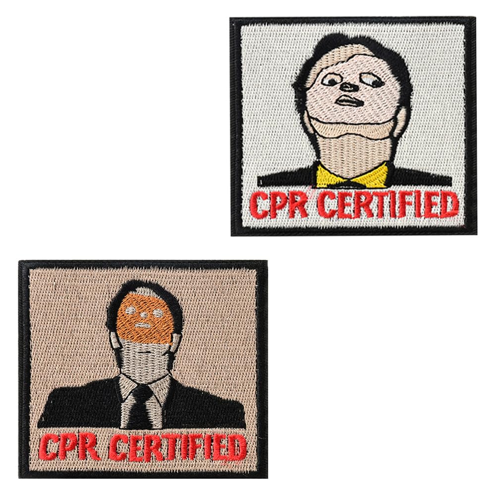 2 PCS CPR Certified Patches Funny Meme Tactical Embroidered Hook and Loop Applique Badge Patches for Clothes,Bag,Uniforms,Armband,Biker,Jacket,Pants,Coat,Pouch,Backpack,Vest,Hat