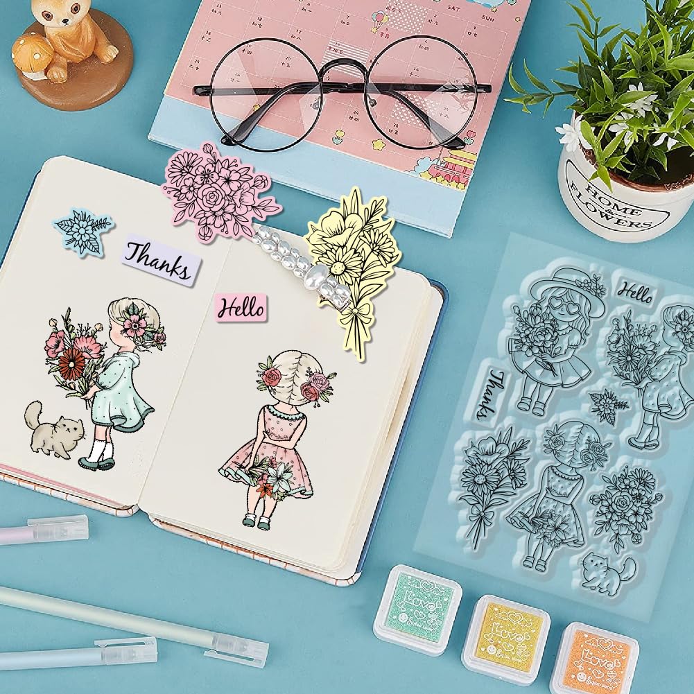 CRASPIRE Foglie Timbri Trasparenti Foglia di Ginkgo Primavera Autunno Pianta Riutilizzabili Retro Trasparente Sigilli in Silicone per Timbri per Scrapbooking Album Fotografico Decorativo per Diario