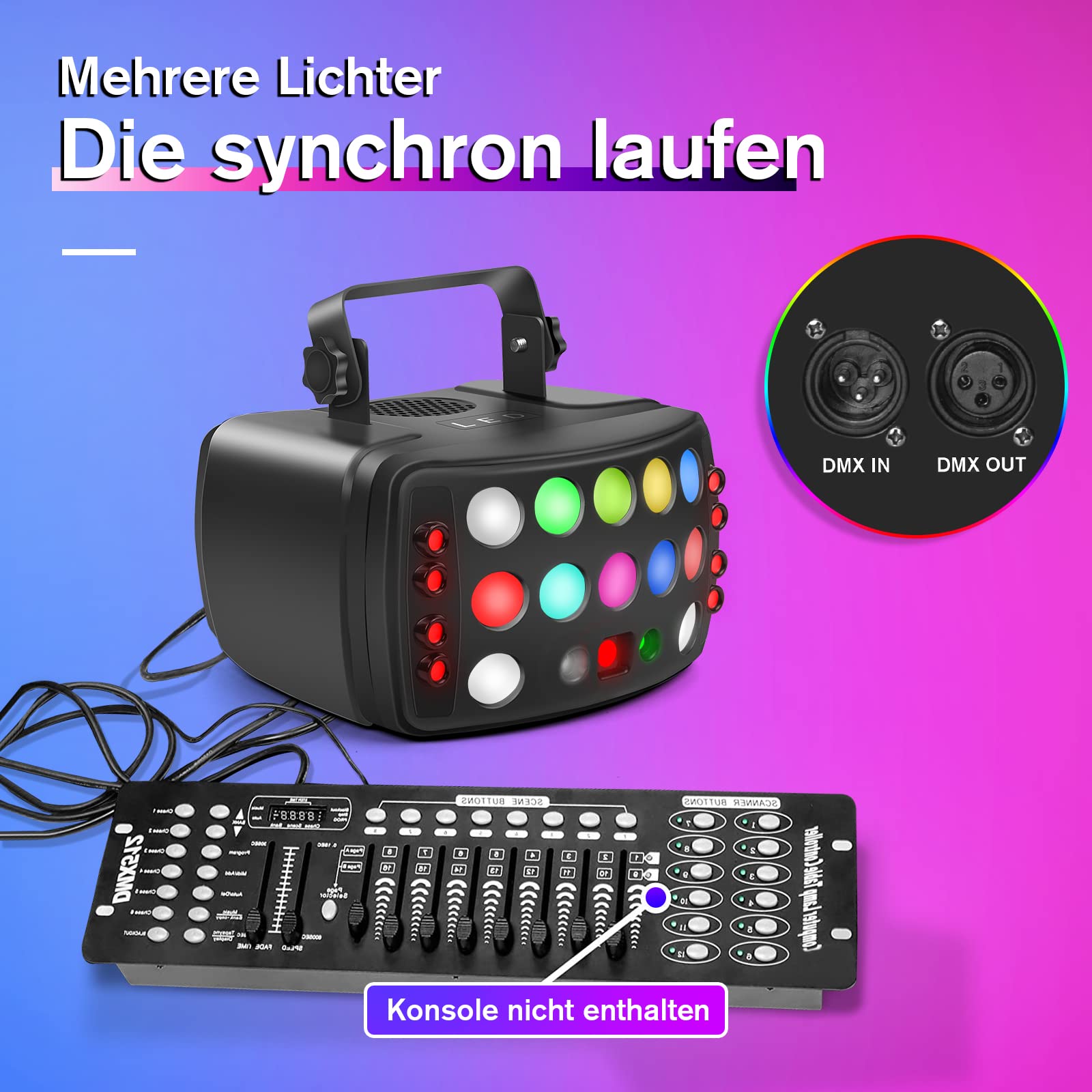 Discolicht Partylicht, DMX 512 Effektstrahler,LED RGB Licht DJ Projektor Musikgesteuert DJ Disco Lichter Für KTV Bar Familientreffen Hochzeit Geburtstag Halloween