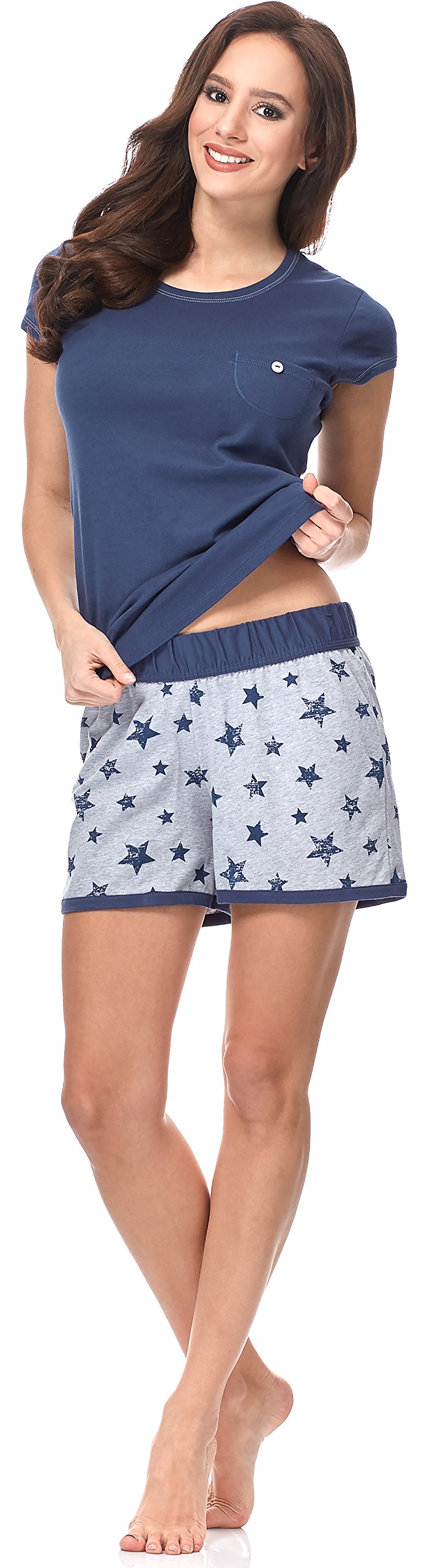 Italian Fashion Pijama Mujer Invierno | Pijama Mujer Algodon Cálida y Cómoda | Pijamas Chica Manga Larga | Conjunto de 2 Piezas de Pijamas para Ella con Estampado de Estrellas S-XXL