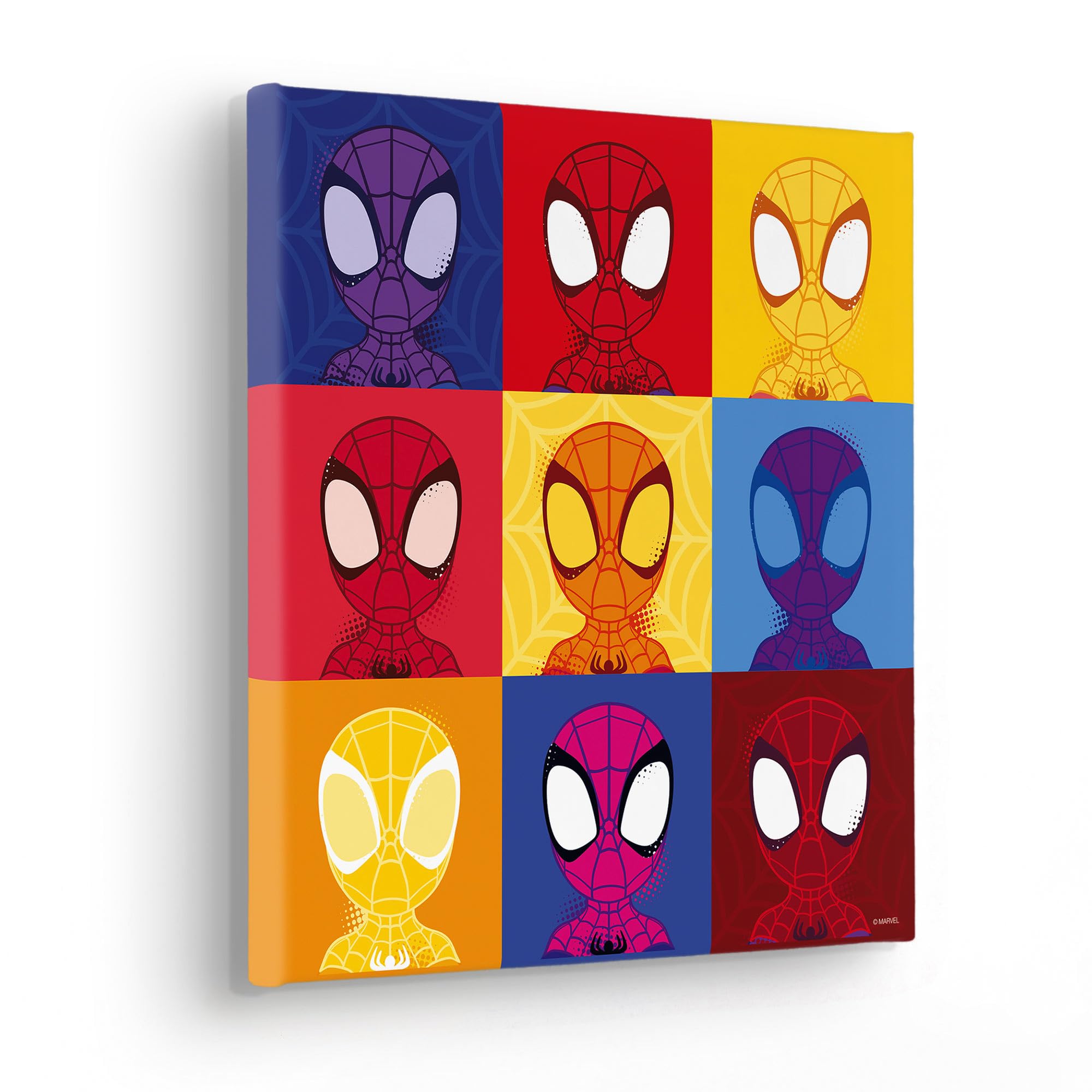 Komar Spidey Symmetry Stretcher Frame in Real Wood Frame Size 30 x 30 cm Canvas Picture Marvel Children's Room