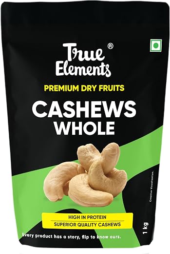 True Elements Cashews 1kg - Whole Cashew Nuts | Premium Kaju | Dry Fruits rich in Protein | Rich in Fibre | Healthy Snacks...
