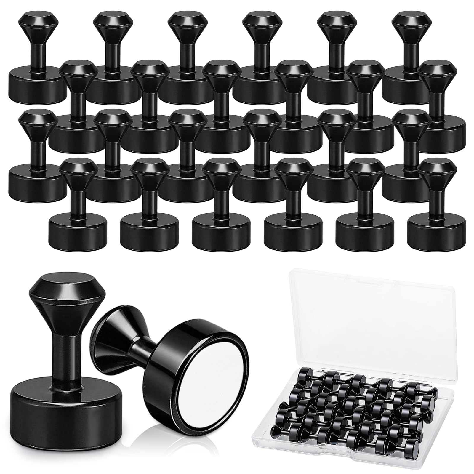 30 Stück Magnete Stark, 12 x 16 mm Neodym Magnete Extra Stark Mini Kühlschrankmagnete für Magnettafel Whiteboard Pinnwand Bürobedarf Schulbedarf, Schwarz