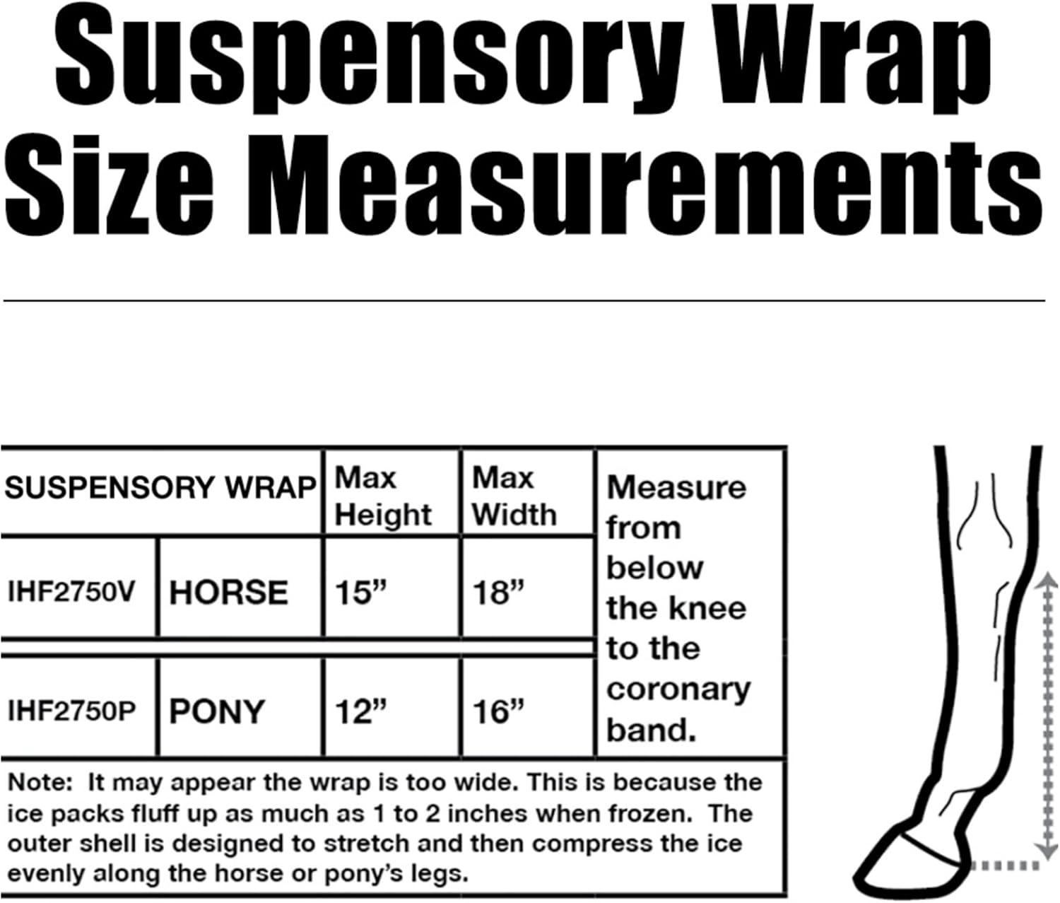 Ice Horse Suspensory Full Tendon Ice Wraps L/R Pair w/8 Cold Capsule Inserts