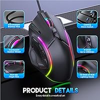 Vista 6 de EBTOOLS Gaming Mouse, 12 Programmable Buttons RGB Lights 12800DPI Ergonomic Design, with 1.8m Cable, for Computer Laptop PC