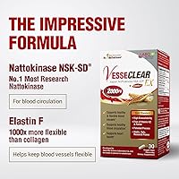 Vista 6 de LABO Nutrition VesseCLEAR EX: Nattokinase NSK-SD+Elastina F para Vasos Sanguíneos Limpios y Flexibles. Cápsulas de Liberación Retardada/Resistentes